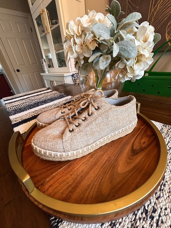 Riviera Corazon Shoes - Women’s Espadrille Lace-Up Sneakers - Natural Beige
